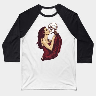 Kiss of Death Woman Skeleton Skull Vintage Baseball T-Shirt